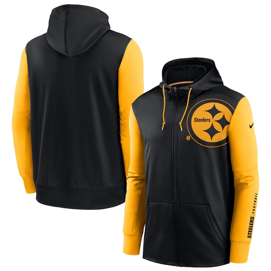 NFL Nike Pittsburgh Steelers Black Gold Fan Gear Mascot Performance FullZip Hoodie->indianapolis colts->NFL Jersey